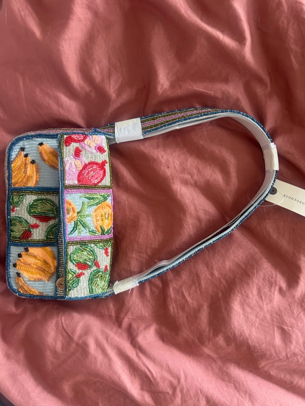 Anthropologie Tropical Fruit Beaded Fiona Bag